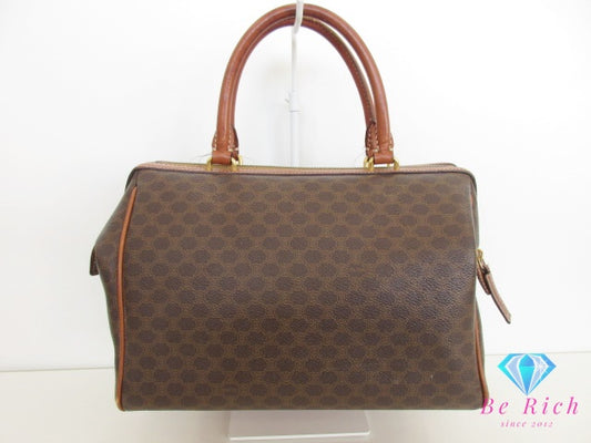 セリーヌ CELINE ミニ ボストンバッグ ハンドバッグ マカダム PVC レザー ブラウン 茶 ブラゾン ロゴ 手提げ 旅行 鞄 【中古】【送料無料】 bk9562