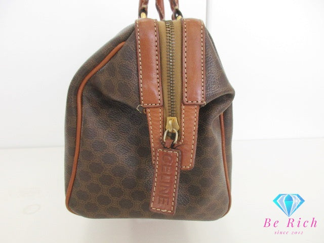 セリーヌ CELINE ミニ ボストンバッグ ハンドバッグ マカダム PVC レザー ブラウン 茶 ブラゾン ロゴ 手提げ 旅行 鞄 【中古】【送料無料】 bk9562
