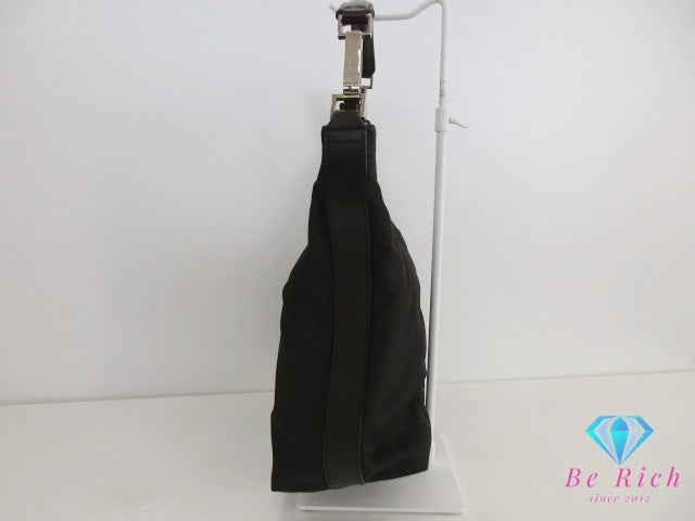 グッチ GUCCI ワン ショルダーバッグ 000.0602 ブラック ブラウン 黒 茶 ナイロン キャンバス レザー ロゴ ホーボー セミショルダー ハンドバッグ 鞄 【中古】【送料無料】bk9563