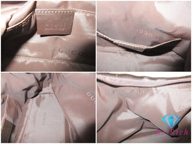 グッチ GUCCI ワン ショルダーバッグ 000.0602 ブラック ブラウン 黒 茶 ナイロン キャンバス レザー ロゴ ホーボー セミショルダー ハンドバッグ 鞄 【中古】【送料無料】bk9563