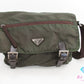 プラダ PRADA ショルダーバッグ カーキ グリーン 緑 ナイロン レザー 三角 プレート ロゴ クロスボディ 斜め掛け 鞄 【中古】【送料無料】 bk9565