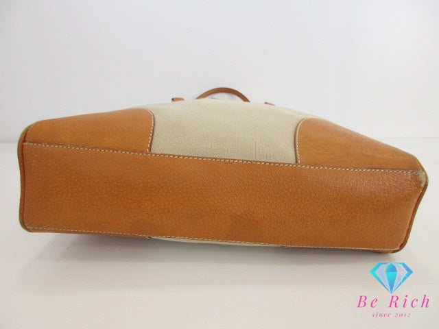 プラダ PRADA トートバッグ ショルダーバッグ 縦型 BR0391 ベージュ カーキ キャンバス レザー 三角 プレート ロゴ ハンドバッグ 手提げ 鞄  【中古】【送料無料】 bk9566