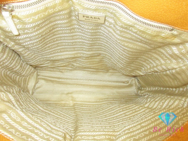 プラダ PRADA トートバッグ ショルダーバッグ 縦型 BR0391 ベージュ カーキ キャンバス レザー 三角 プレート ロゴ ハンドバッグ 手提げ 鞄  【中古】【送料無料】 bk9566