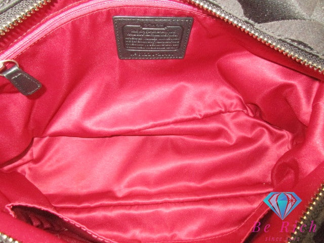 コーチ COACH ショルダーバッグ マディソン オプアート シグネチャー サティーン トートバッグ 20481 ブラック 黒 サテン キャンバス レザー ハンドバッグ 鞄 【中古】【送料無料】 bk9568