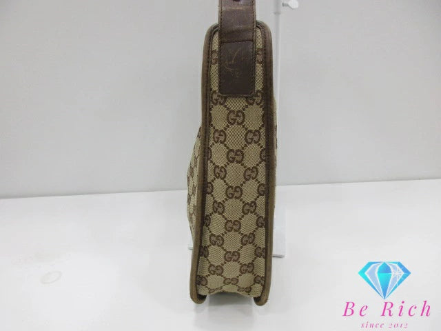 グッチ GUCCI ワン ショルダーバッグ 001.4205 GG カーキ ブラウン 茶 キャンバス レザー ロゴ ホーボー セミショルダー ハンドバッグ  鞄 【中古】【送料無料】bk9581