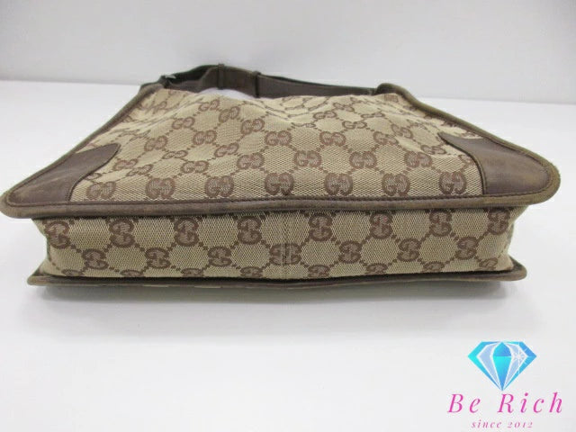グッチ GUCCI ワン ショルダーバッグ 001.4205 GG カーキ ブラウン 茶 キャンバス レザー ロゴ ホーボー セミショルダー ハンドバッグ  鞄 【中古】【送料無料】bk9581