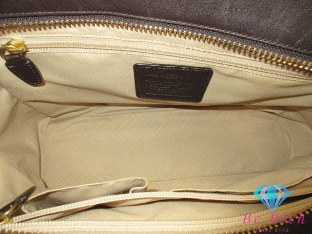 コーチ COACH トートバッグ シグネチャー キャンダス キャリーオール F25402 カーキ マホガニー ブラウン 茶 キャンバス レザー ロゴ ミニ ハンドバッグ ショルダーバッグ 鞄 candace  【中古】【送料無料】 bk9583