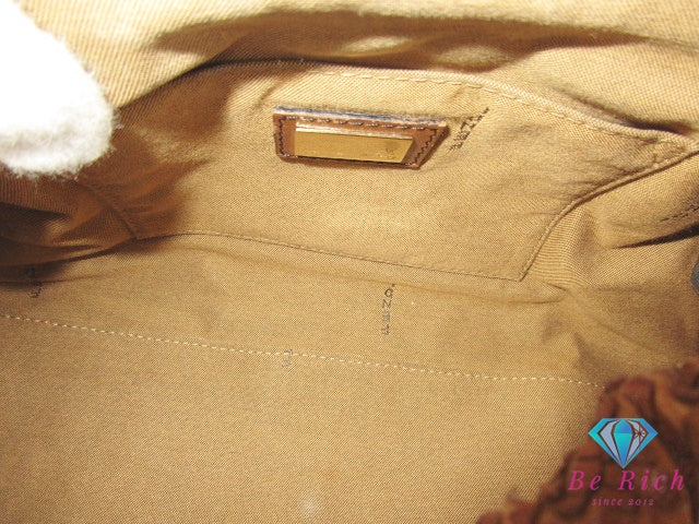 フェンディ FENDI ボルサ マジック ハンドバッグ 8BN143 パイソン 型押し ブラウン 茶 スエード レザー ロゴ ショルダーバッグ 鞄 【中古】【送料無料】 bk9585