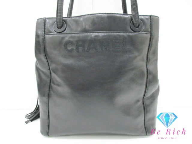 シャネル CHANEL フリンジ ショルダー トート バッグ ブラック 黒 レザー ココマーク CC ロゴ ヴィンテージ ショルダーバッグ 鞄 【中古】【送料無料】 bk9590