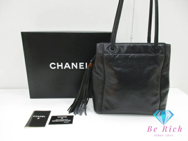 シャネル CHANEL フリンジ ショルダー トート バッグ ブラック 黒 レザー ココマーク CC ロゴ ヴィンテージ ショルダーバッグ 鞄 【中古】【送料無料】 bk9590