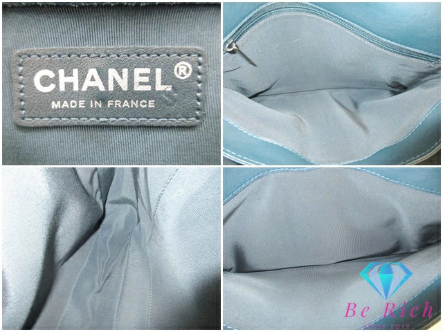 シャネル CHANEL ボーイシャネル チェーン ショルダーバッグ ネイビー 紺 シルバー 金具 レザー CC ココマーク ロゴ ハンドバッグ 肩掛け 斜め掛け 鞄 【中古】【送料無料】 bk9593