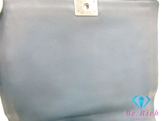 シャネル CHANEL ボーイシャネル チェーン ショルダーバッグ ネイビー 紺 シルバー 金具 レザー CC ココマーク ロゴ ハンドバッグ 肩掛け 斜め掛け 鞄 【中古】【送料無料】 bk9593