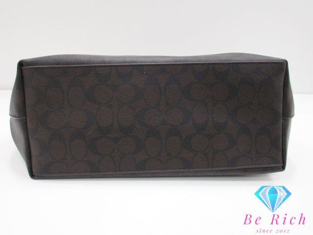 コーチ COACH シグネチャー トートバッグ F36876  茶 ダーク ブラウン 赤 レッド PVC レザー ロゴ ショルダーバッグ ハンドバッグ  【中古】【送料無料】 bk9595