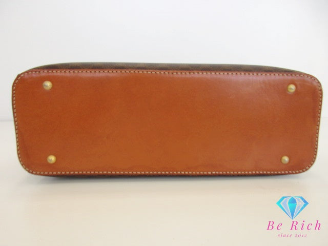 セリーヌ CELINE ハンドバッグ マカダム ブラウン 茶 PVC レザー ブラゾン ロゴ ショルダーバッグ 鞄 【中古】【送料無料】 bk9598