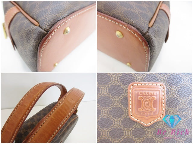 セリーヌ CELINE ハンドバッグ マカダム ブラウン 茶 PVC レザー ブラゾン ロゴ ショルダーバッグ 鞄 【中古】【送料無料】 bk9598