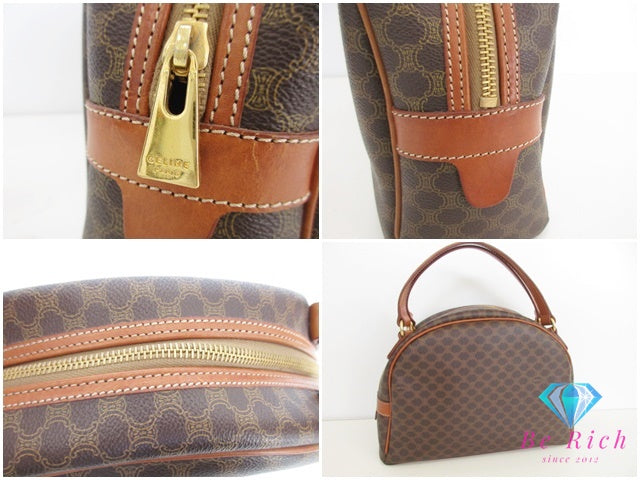 セリーヌ CELINE ハンドバッグ マカダム ブラウン 茶 PVC レザー ブラゾン ロゴ ショルダーバッグ 鞄 【中古】【送料無料】 bk9598