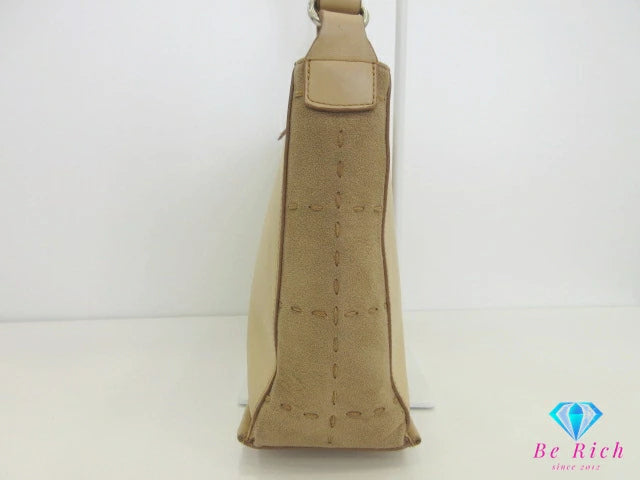 バーバリー BURBERRY ワン ショルダーバッグ ベージュ レザー スエード ロゴ 肩掛け 斜め掛け 鞄 【中古】【送料無料】 bk9607