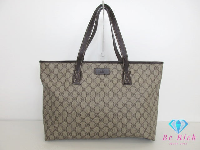 グッチ GUCCI トートバッグ 211137 GG プラス ブラウン ベージュ 茶 PVC レザー ロゴ ショルダーバッグ ハンドバッグ 鞄 スプリーム  【中古】【送料無料】 bk9612