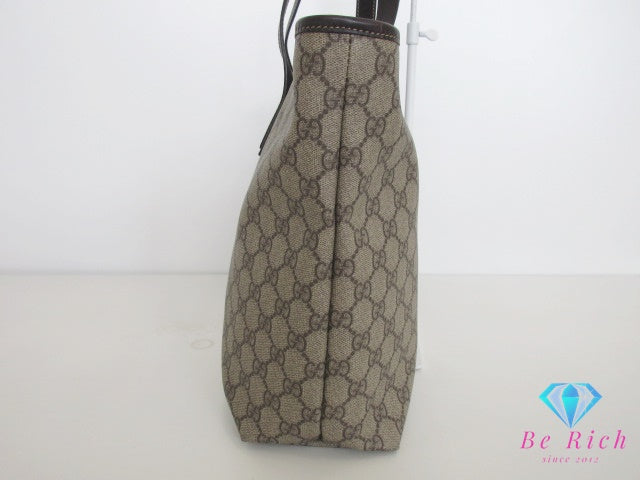 グッチ GUCCI トートバッグ 211137 GG プラス ブラウン ベージュ 茶 PVC レザー ロゴ ショルダーバッグ ハンドバッグ 鞄 スプリーム  【中古】【送料無料】 bk9612