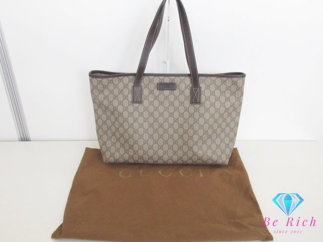 グッチ GUCCI トートバッグ 211137 GG プラス ブラウン ベージュ 茶 PVC レザー ロゴ ショルダーバッグ ハンドバッグ 鞄 スプリーム  【中古】【送料無料】 bk9612