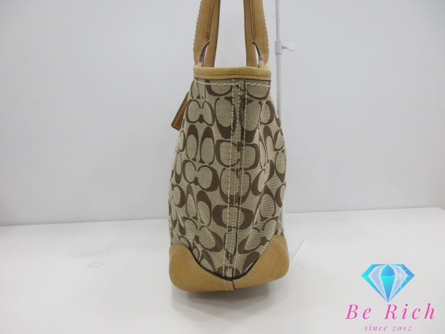 コーチ COACH ブリーカー シグネチャー トートバッグ F12369 カーキ ベージュ キャンバス レザー ロゴ ショルダーバッグ ハンドバッグ 鞄  【中古】【送料無料】 bk9614