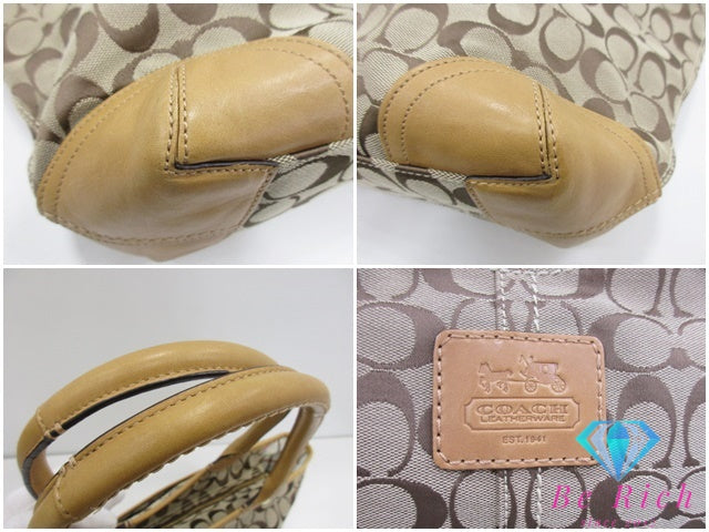 コーチ COACH ブリーカー シグネチャー トートバッグ F12369 カーキ ベージュ キャンバス レザー ロゴ ショルダーバッグ ハンドバッグ 鞄  【中古】【送料無料】 bk9614