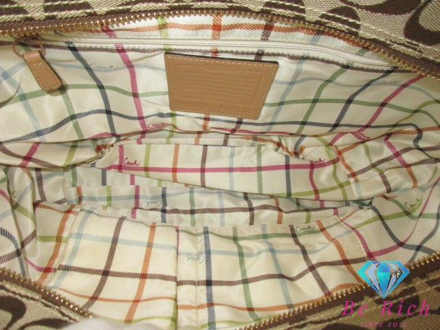 コーチ COACH ブリーカー シグネチャー トートバッグ F12369 カーキ ベージュ キャンバス レザー ロゴ ショルダーバッグ ハンドバッグ 鞄  【中古】【送料無料】 bk9614