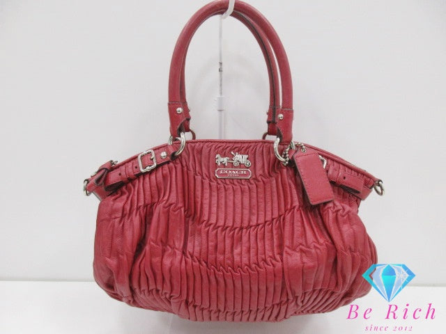 コーチ COACH ショルダーバッグ トートバッグ マディソン ギャザード レザー ソフィア サッチェル 18620 レッド 赤 ハンドバッグ 鞄 【中古】【送料無料】bk9627