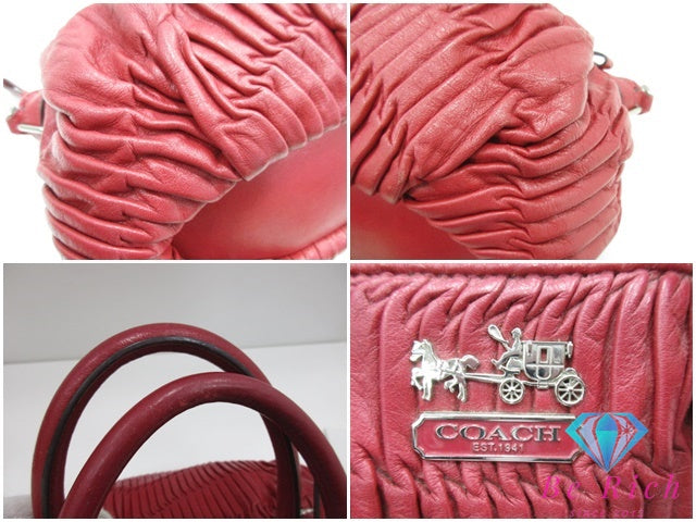 コーチ COACH ショルダーバッグ トートバッグ マディソン ギャザード レザー ソフィア サッチェル 18620 レッド 赤 ハンドバッグ 鞄 【中古】【送料無料】bk9627