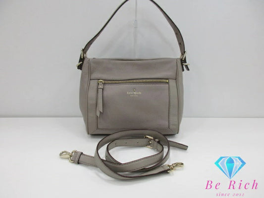 ケイトスペード kate spade 2way ハンドバッグ ショルダーバッグ RN0102760 グレージュ レザー ロゴ 鞄 【中古】【送料無料】 bk9628