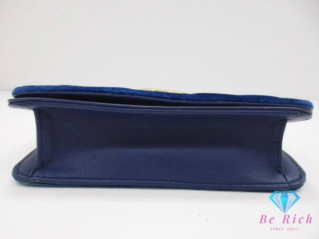 美品 グッチ GUCCI GG マーモント ベルベット スモール チェーン ショルダーバッグ 488426 ブルー 青 レザー ロゴ ミニ ポシェット キルティング ハンドバッグ クロスボディ 鞄 【中古】【送料無料】bk9632