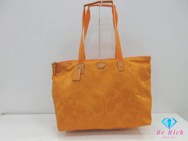 コーチ トートバッグ F77321 シグネチャー オレンジ ナイロン ポーチ 付 ショルダーバッグ COACH 【中古】【送料無料】 bk9639