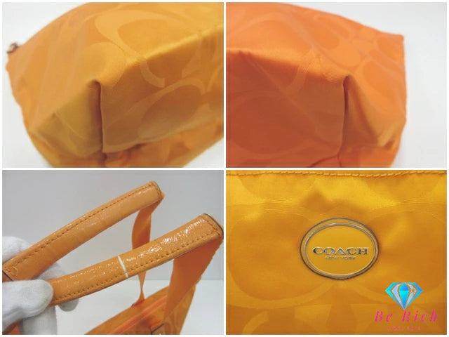 コーチ トートバッグ F77321 シグネチャー オレンジ ナイロン ポーチ 付 ショルダーバッグ COACH 【中古】【送料無料】 bk9639