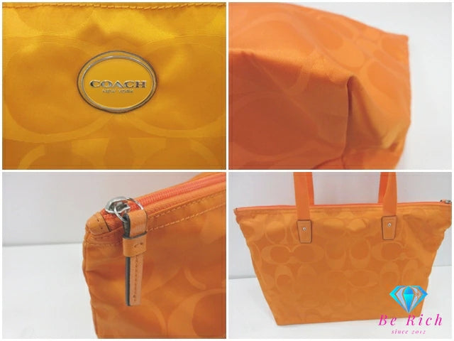 コーチ トートバッグ F77321 シグネチャー オレンジ ナイロン ポーチ 付 ショルダーバッグ COACH 【中古】【送料無料】 bk9639