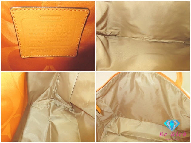 コーチ トートバッグ F77321 シグネチャー オレンジ ナイロン ポーチ 付 ショルダーバッグ COACH 【中古】【送料無料】 bk9639