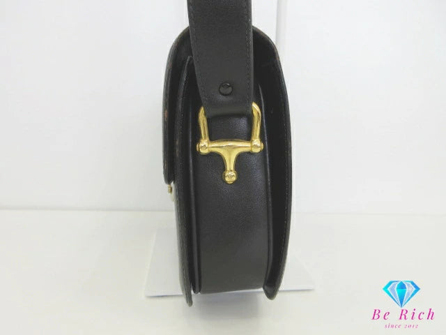 セリーヌ CELINE ショルダーバッグ ブラック 黒 ロゴ レザー ポシェット クロスボディ ポシェット 斜め掛け 鞄 ヴィンテージ  【中古】【送料無料】 bk9651