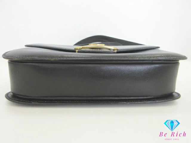 セリーヌ CELINE ショルダーバッグ ブラック 黒 ロゴ レザー ポシェット クロスボディ ポシェット 斜め掛け 鞄 ヴィンテージ  【中古】【送料無料】 bk9651