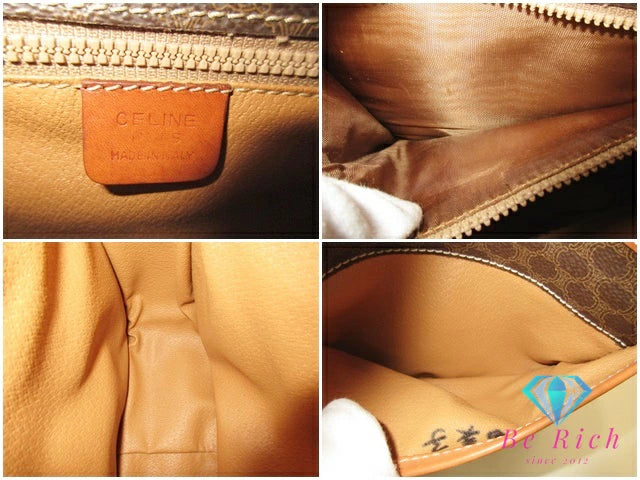 セリーヌ CELINE ショルダーバッグ マカダム ブラウン 茶 ロゴ ブラゾン PVC レザー ポシェット クロスボディ 肩掛け 斜め掛け 鞄 ヴィンテージ  【中古】【送料無料】 bk9652