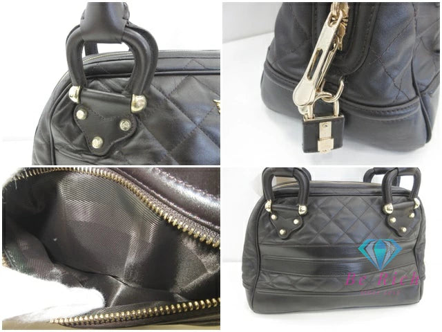 バーバリー BURBERRY キルティング ハンドバッグ ブラック 黒 レザー ロゴ トートバッグ 手提げ 鞄 【中古】【送料無料】 bk9655