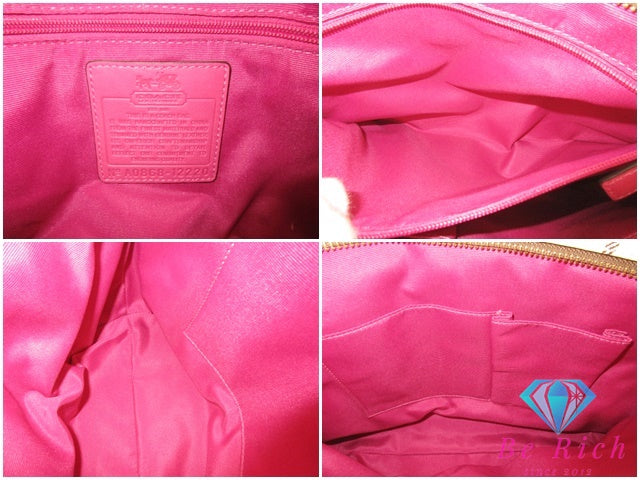 コーチ COACH トートバッグ 12220 ヘリテージ ストライプ タッターソール トート アイボリー ピンク ロゴ PVC レザー 肩掛け ハンドバッグ ショッパー 鞄  【中古】【送料無料】 bk9661