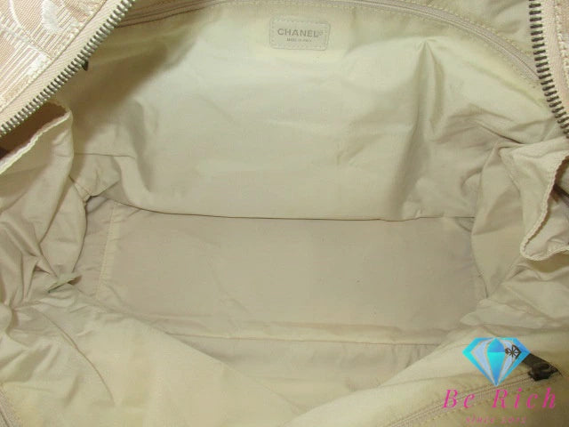 シャネル CHANEL ニュー トラベル ライン トート TGM A15826 ベージュ ゴールド ジャガード ナイロン レザー ココ マーク CC ロゴ トートバッグ ハンドバッグ ショルダーバッグ  【中古】【送料無料】 bk9671