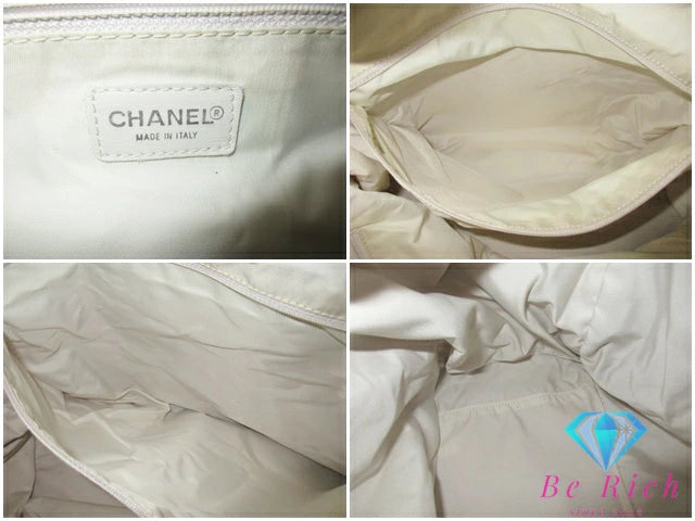シャネル CHANEL ニュー トラベル ライン トート TGM A15826 ベージュ ゴールド ジャガード ナイロン レザー ココ マーク CC ロゴ トートバッグ ハンドバッグ ショルダーバッグ  【中古】【送料無料】 bk9671