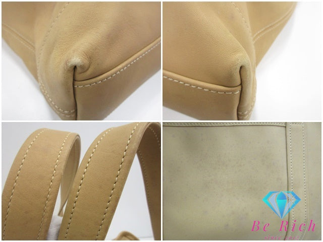 コーチ COACH オール レザー トートバッグ ショルダーバッグ 9400 ベージュ グラブタン レザー ロゴ ハンドバッグ 肩掛け 鞄 ヴィンテージ オールド 【中古】【送料無料】 bk9681