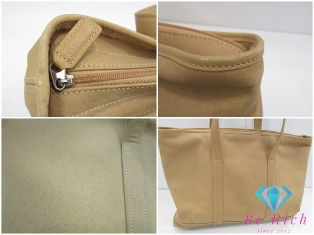 コーチ COACH オール レザー トートバッグ ショルダーバッグ 9400 ベージュ グラブタン レザー ロゴ ハンドバッグ 肩掛け 鞄 ヴィンテージ オールド 【中古】【送料無料】 bk9681