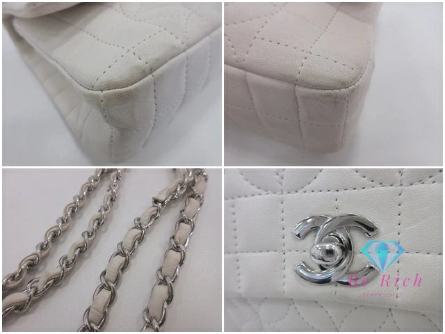 シャネル CHANEL チェーン ショルダーバッグ  A30051ラム スキン ホワイト 白 シルバー 金具 フラワー ステッチ ココマーク CC ロゴ 鞄 【中古】【送料無料】 bk9728