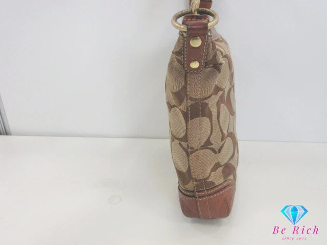 コーチ COACH ショルダーバッグ 10542 ハンプトンズ シグネチャー ストライプ ミディアム ダッフル ロゴ 肩掛け 斜め掛け 鞄 【中古】【送料無料】 bk9736