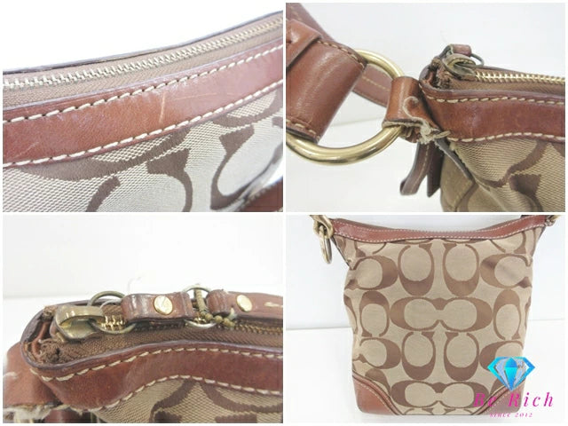 コーチ COACH ショルダーバッグ 10542 ハンプトンズ シグネチャー ストライプ ミディアム ダッフル ロゴ 肩掛け 斜め掛け 鞄 【中古】【送料無料】 bk9736