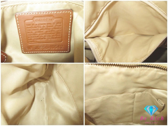 コーチ COACH ショルダーバッグ 10542 ハンプトンズ シグネチャー ストライプ ミディアム ダッフル ロゴ 肩掛け 斜め掛け 鞄 【中古】【送料無料】 bk9736