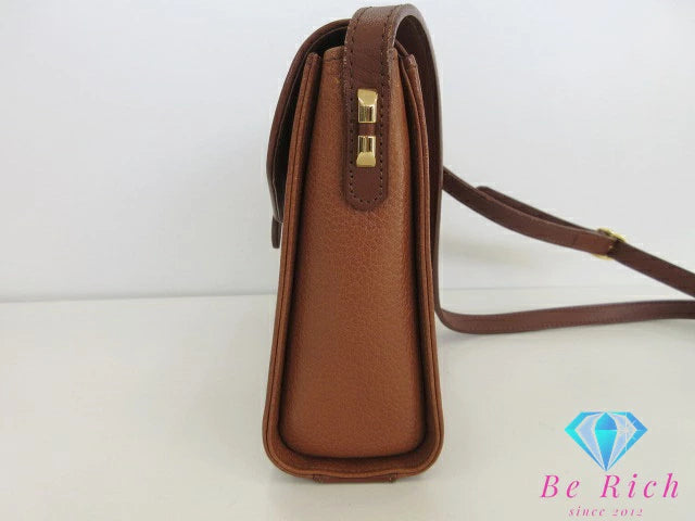 バーバリー BURBERRY  ショルダーバッグ ポシェット 茶 ブラウン レザー チェック ロゴ ミニ ショルダー Burberrys【中古】【送料無料】 bk9756