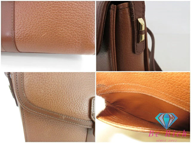 バーバリー BURBERRY  ショルダーバッグ ポシェット 茶 ブラウン レザー チェック ロゴ ミニ ショルダー Burberrys【中古】【送料無料】 bk9756
